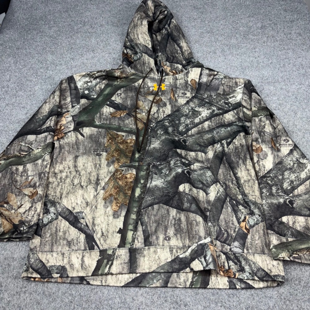 Under Armour Hoodie Mens XXL Camo Mossy Oak Treestand Pullover Hunting Outdoors